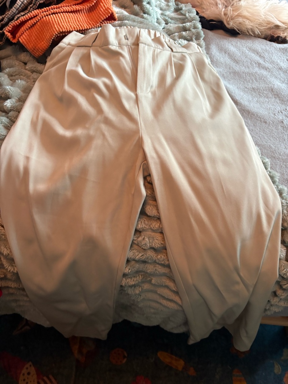 Pale Green Wide-Leg Womens Trousers